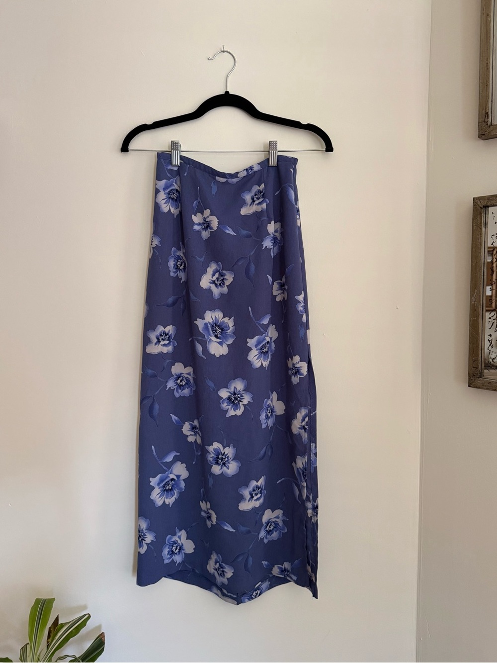 Floral Slip Skirt in Periwinkle Blue